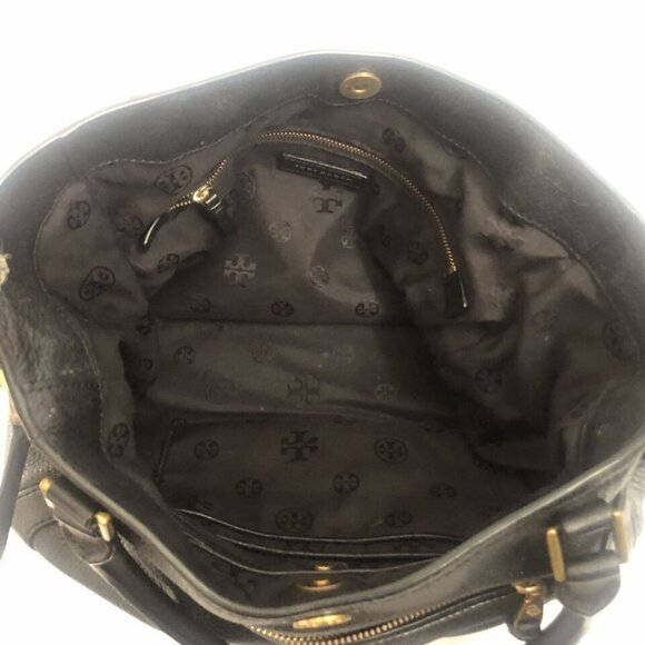 Tory Burch  handbag Black Leather  Purse Shoulderbag  Tote Satchel - Picture 8 of 10